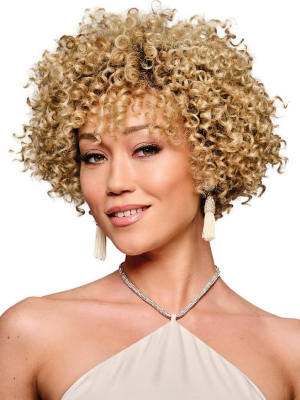 Kim Kimble Women's Spiral Curls Short Blonde Wig, ZAHRA